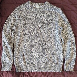 J. Crew Chunky Marled Navy Blue/White Sweater 100% Cotton Men's Medium